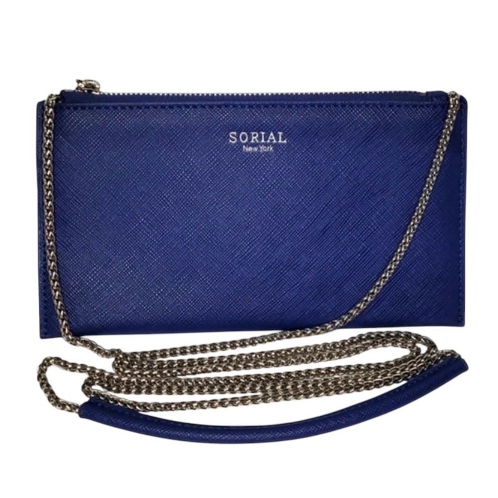 NEW SORIAL NEW YORK "POPSUGAR" Sapphire Blue Mini Crossbody Purse Leopard Print